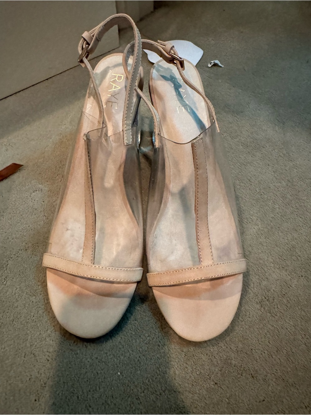 RAYE Beige Open-Toe Slingback Sandals